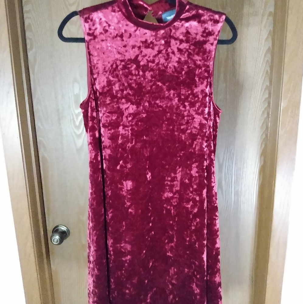 Velvet Swing Dress Burgundy Above the Knee